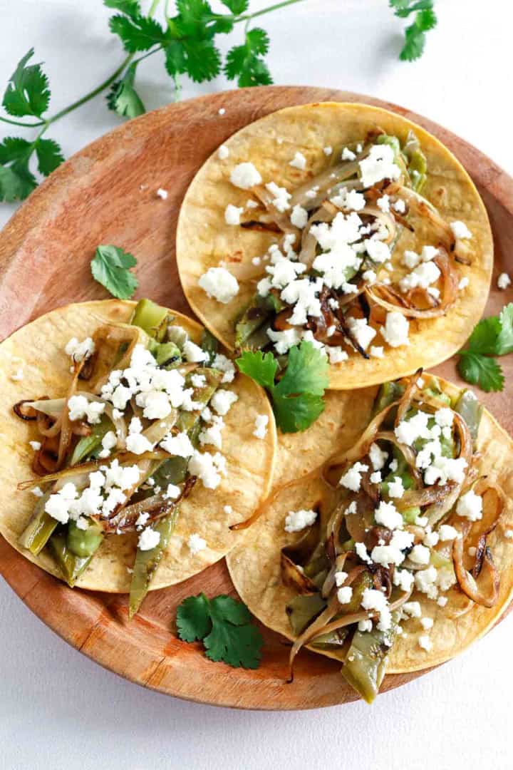 Three Grilled Cactus Paddles Tacos.