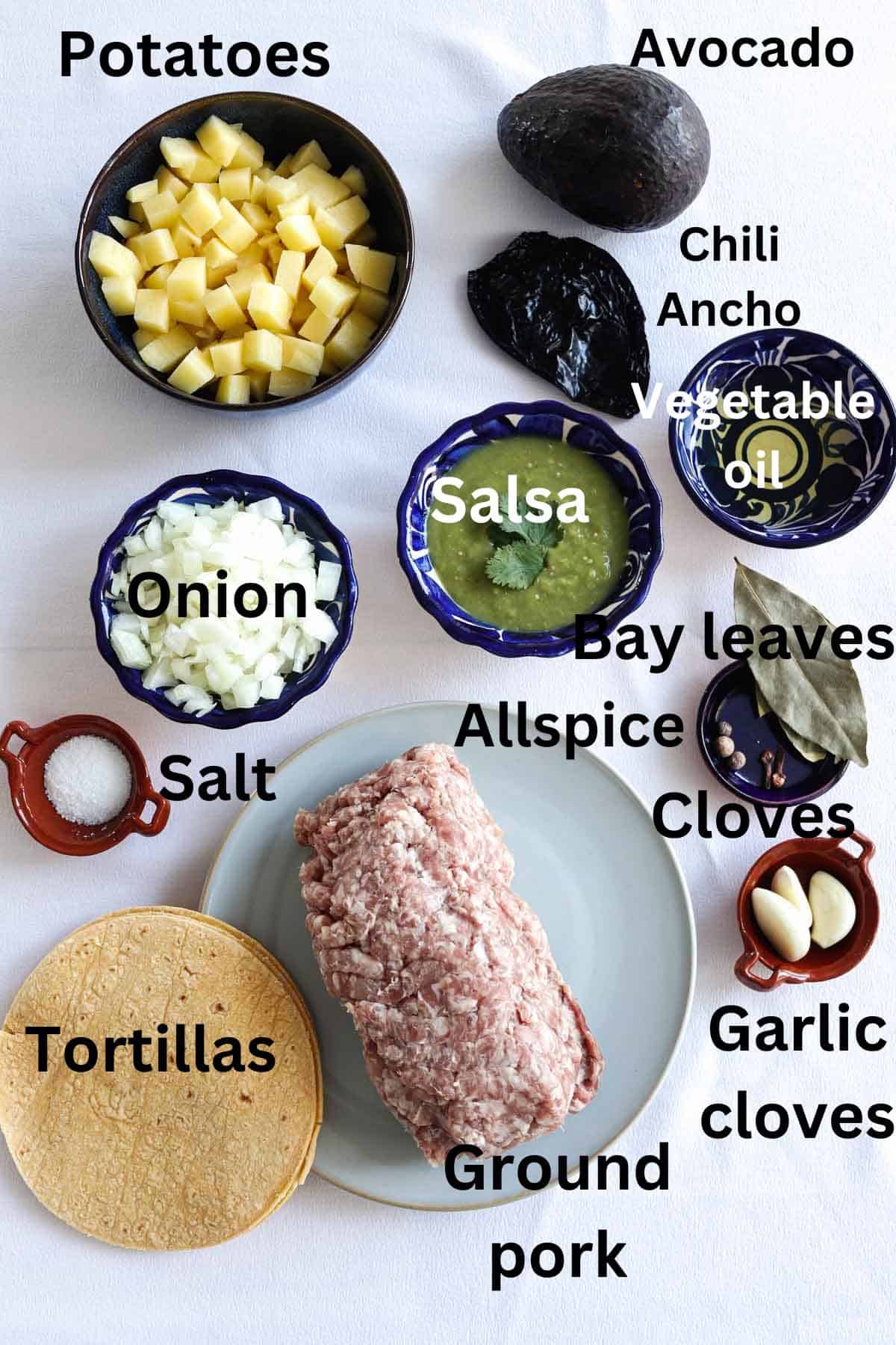 Ground Pork Tacos Mexican Recipe- ingredients for recipe.jpg