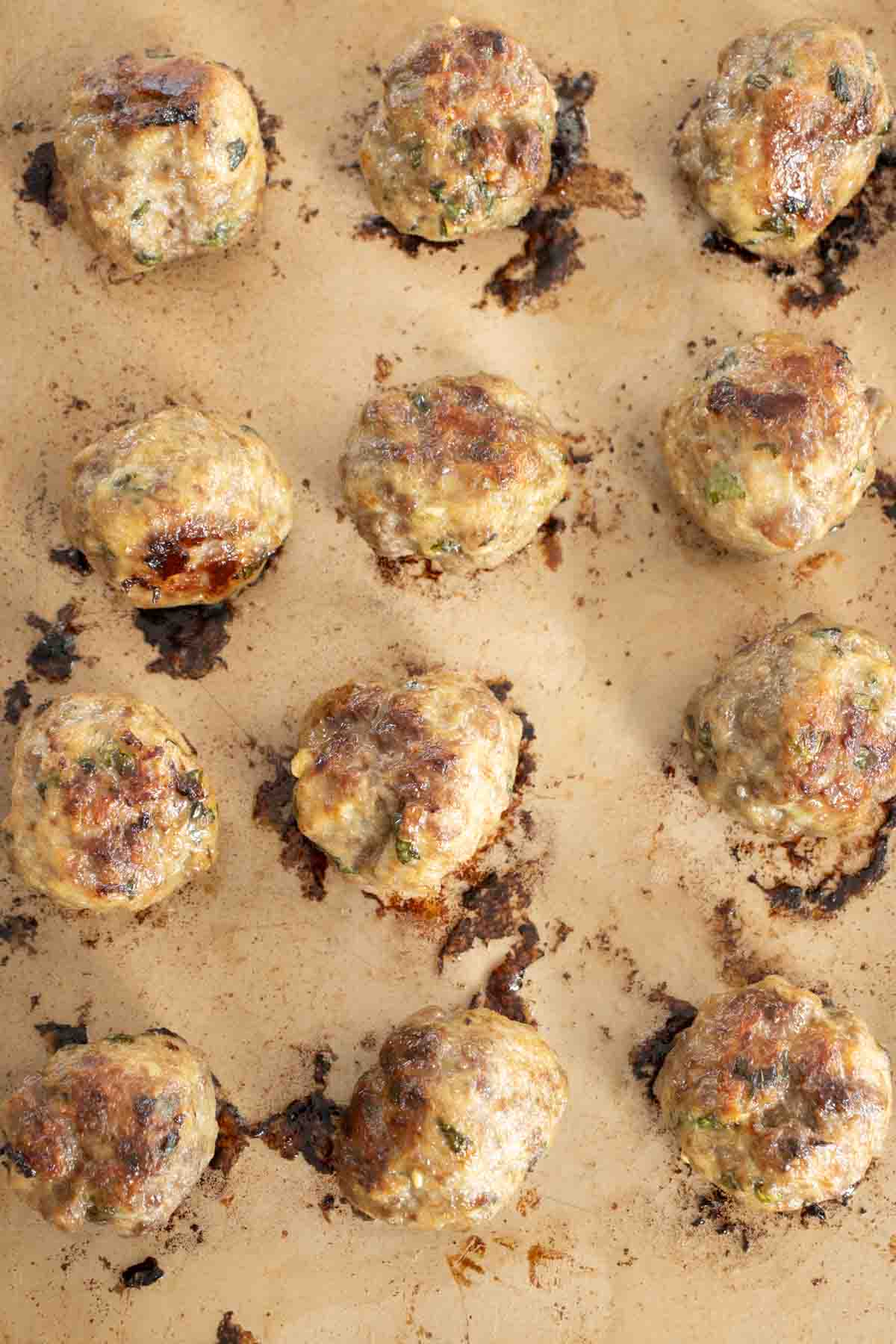 Cooked Baked Mexican meatballs in tray.