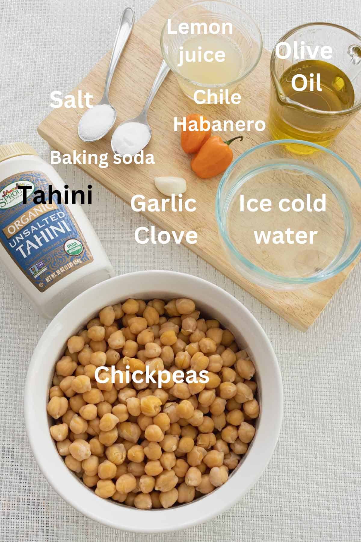 Spicy Hummus with Habanero - ingredients