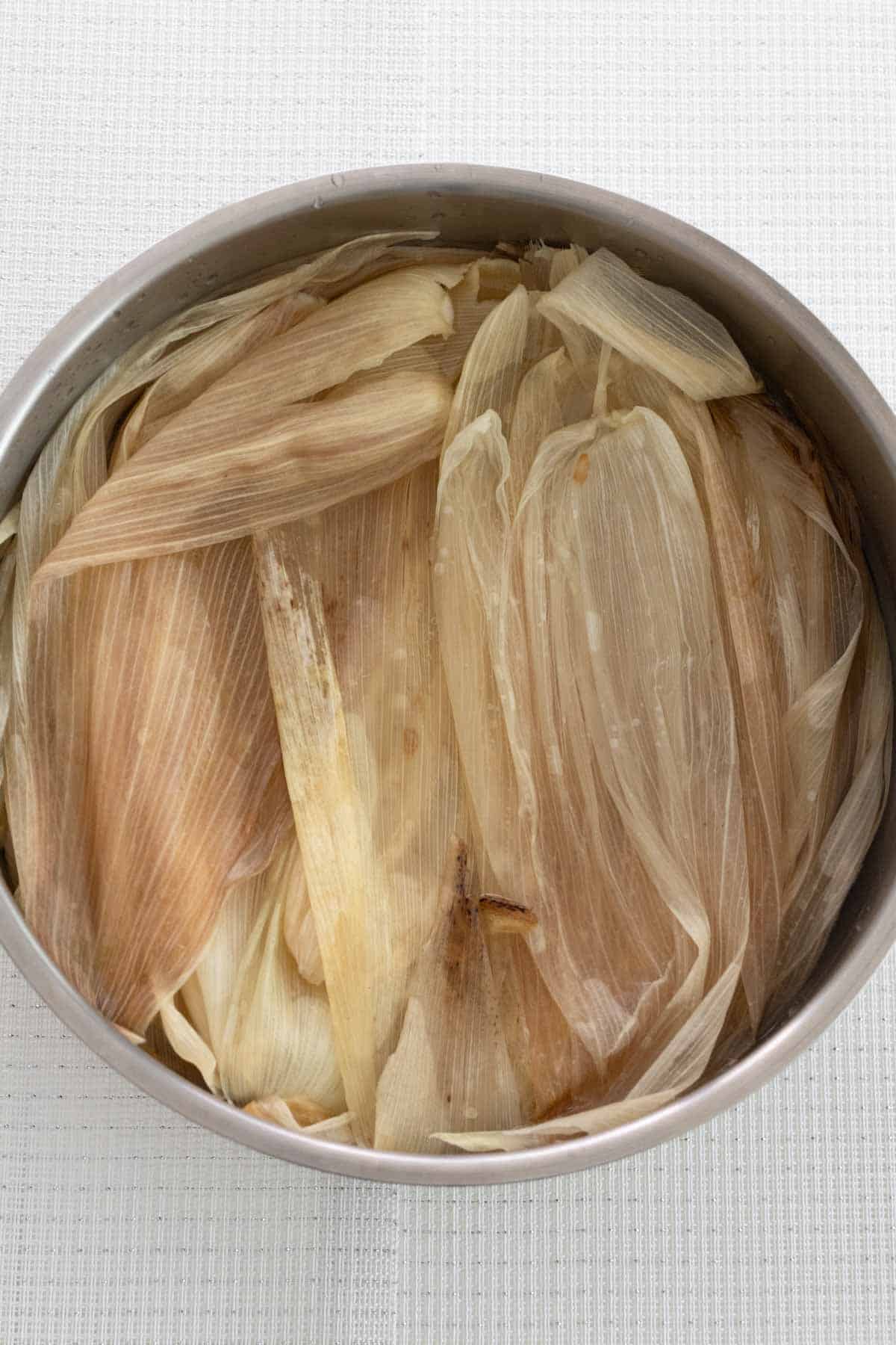 Soaked corn husks