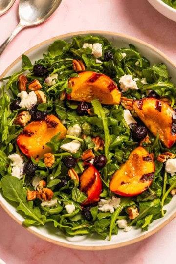 Salad with Grilled Peaches and Balsamic Vinaigrette.