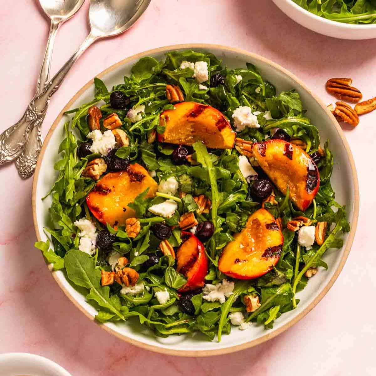 Salad with Grilled Peaches and Balsamic Vinaigrette.