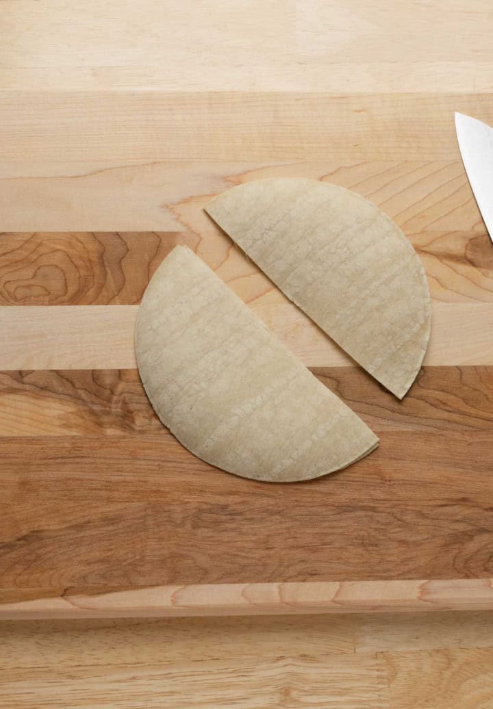 Tortilla cut in half