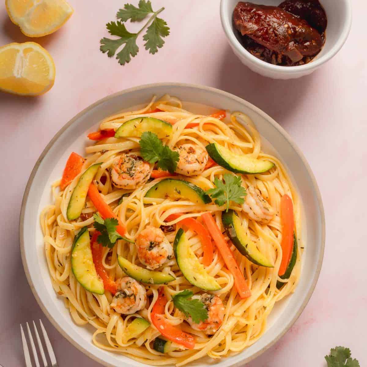 Zesty Shrimp Zucchini Pasta featured image.