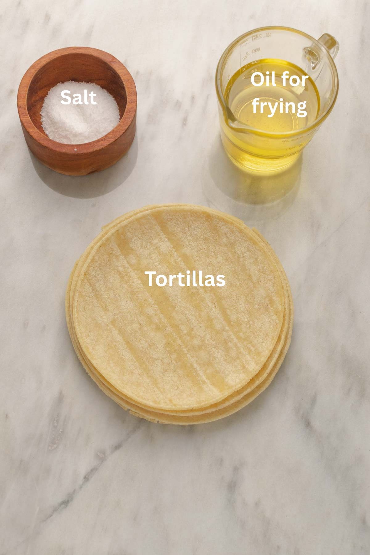 Ingredients for making Tortilla strips.