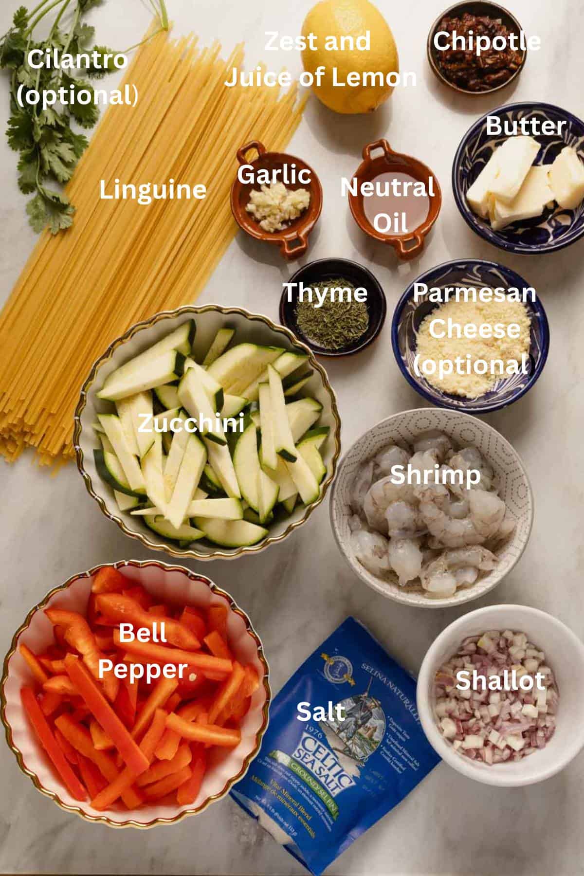 zesty Shrimp zucchini pasta with Lime and Chipotle Ingredients