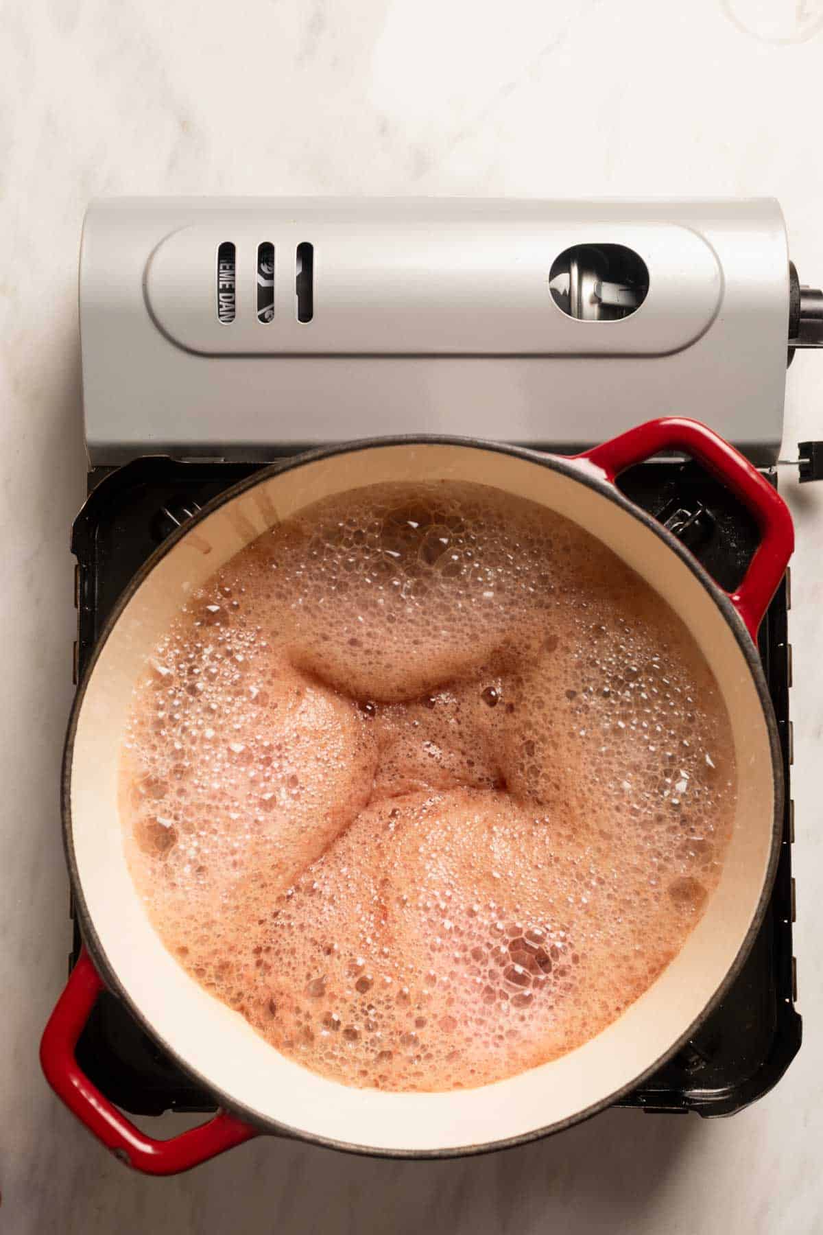 Strawberry Atole - adding in baking soda