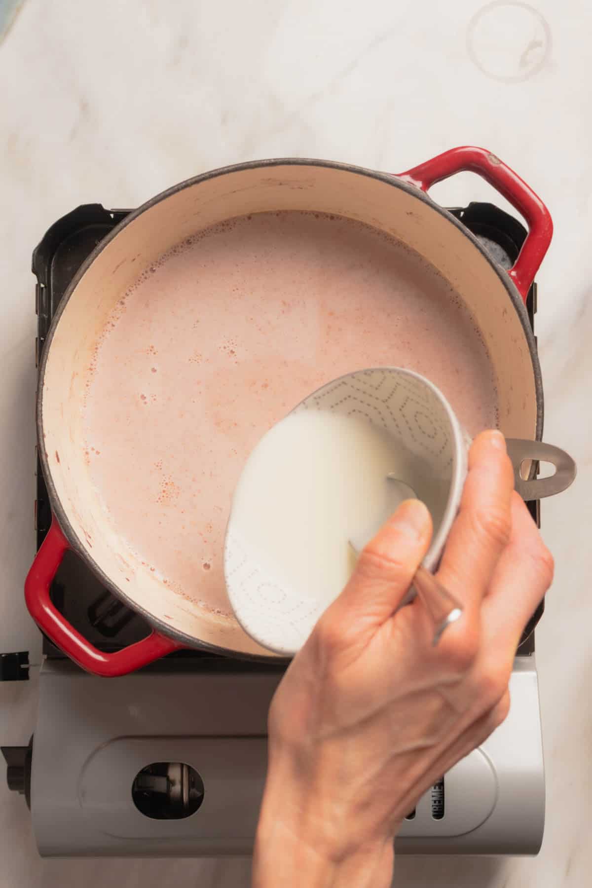 Strawberry Atole - adding in cornstarch