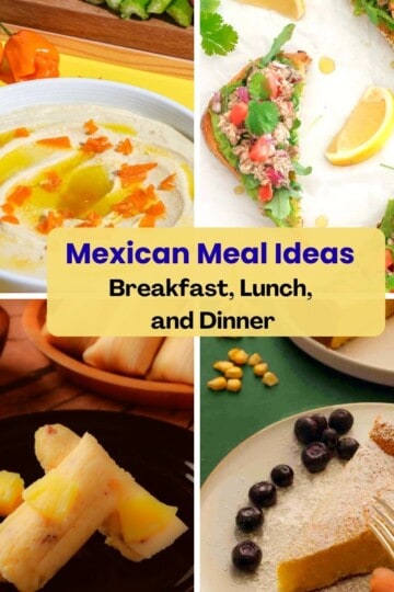 Four different dishes: hummus, sardines toast, sweet pineapple tamales and sweet corn cake.